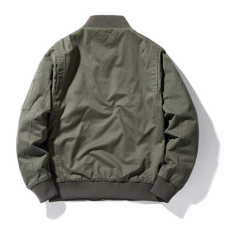 Herren Baumwoll-Canvas Bomberjacke mit Ärmeltasche, Rippbündchen und leichter Thermofütterung Drune