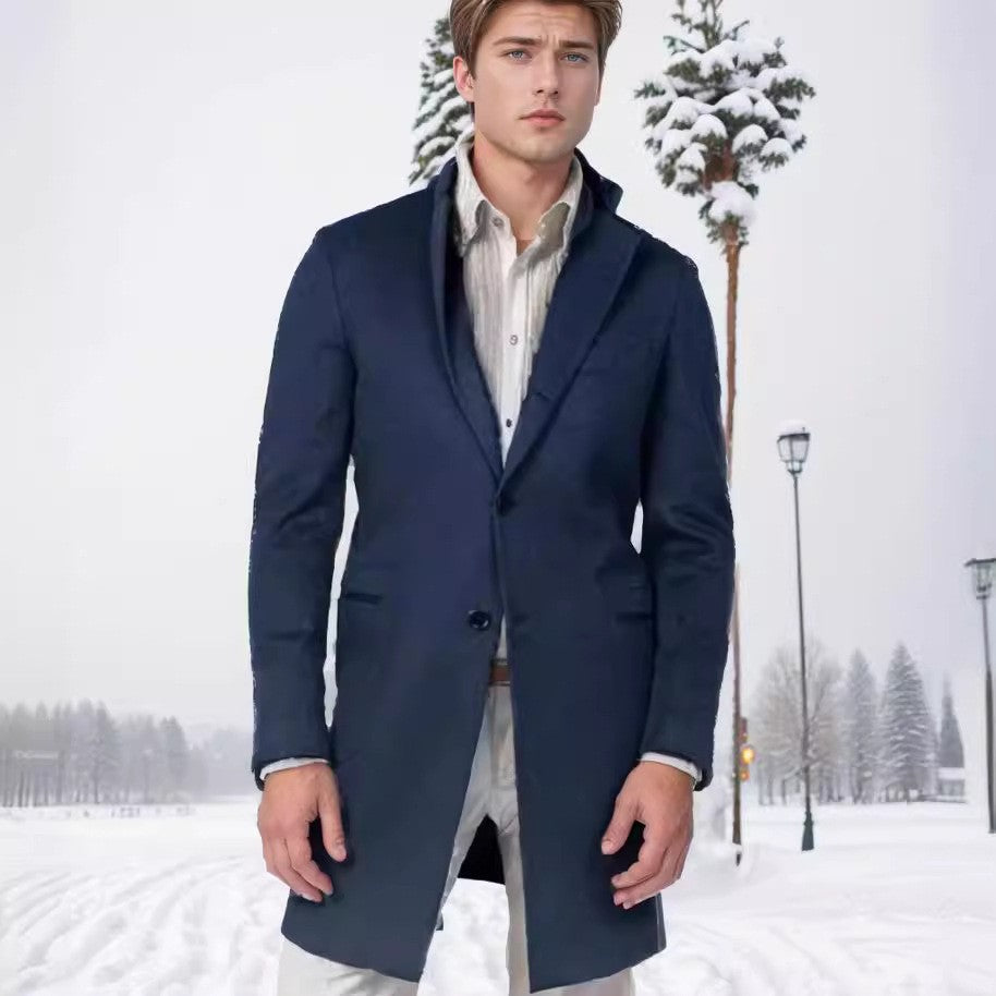 Herren eleganter Langmantel aus hochwertiger Wolle Drune