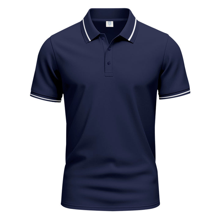 Herren nan atmungsaktives Interlock-Poloshirt mit Kontrast-Tipping, kurzer Knopfleiste und schmaler Silhouette Drune