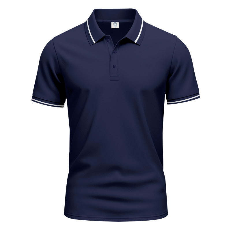 Herren nan atmungsaktives Interlock-Poloshirt mit Kontrast-Tipping, kurzer Knopfleiste und schmaler Silhouette Drune