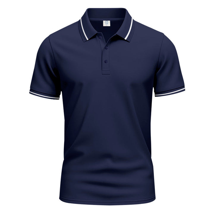 Herren nan atmungsaktives Interlock-Poloshirt mit Kontrast-Tipping, kurzer Knopfleiste und schmaler Silhouette Drune