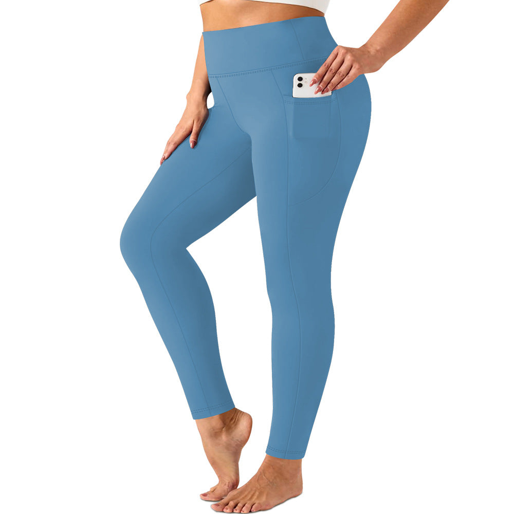 Damen hochtaillierte Sportleggings mit Seitentasche und formendem Stretchmaterial Drune