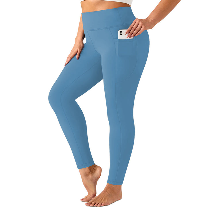 Damen hochtaillierte Sportleggings mit Seitentasche und formendem Stretchmaterial Drune