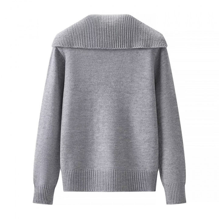 Damen Strickcardigan mit großem Schalkragen, Knopfleiste und aufgesetzten Taschen Drune