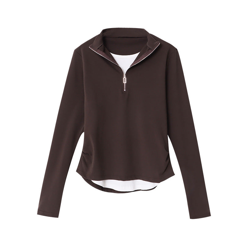 Damen Halblangarm Zip-Pullover mit innovativem Schnitt Drune