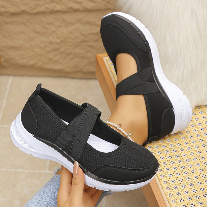 Damen Sportive Mary-Jane-Sneaker mit elastischem Kreuzriemen Drune