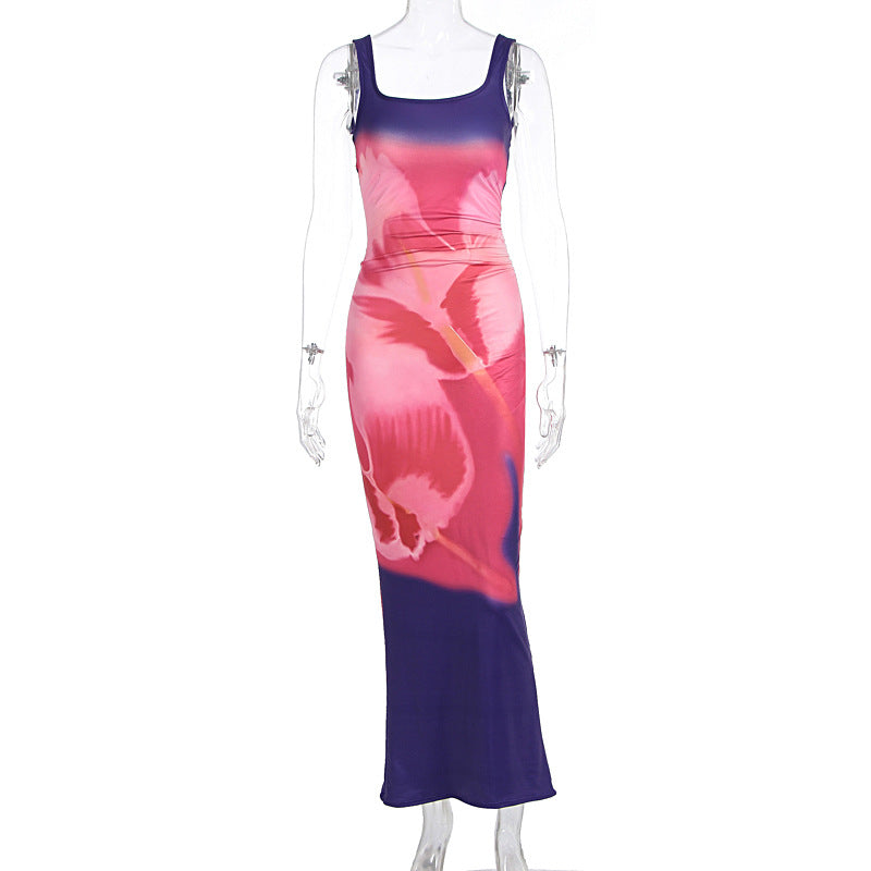 Damen figurbetontes Maxikleid mit floralem Design und elegantem Schnitt Drune