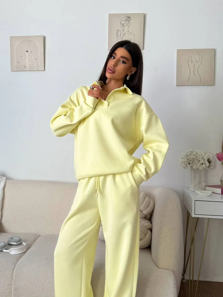 Damen Sportliches Loungewear-Set mit hohem Kragen und weitem Schnitt Drune