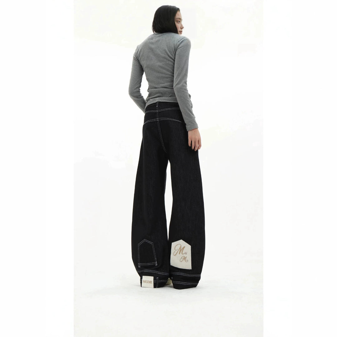 Damen Hochtaillierte Jeans mit weitem Bein Drune