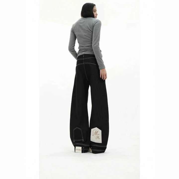 Damen Hochtaillierte Jeans mit weitem Bein Drune