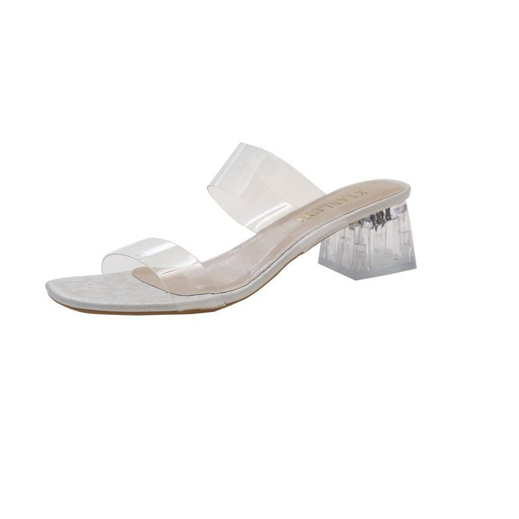 Damen transparente Mules mit blockiertem Acrylabsatz Drune