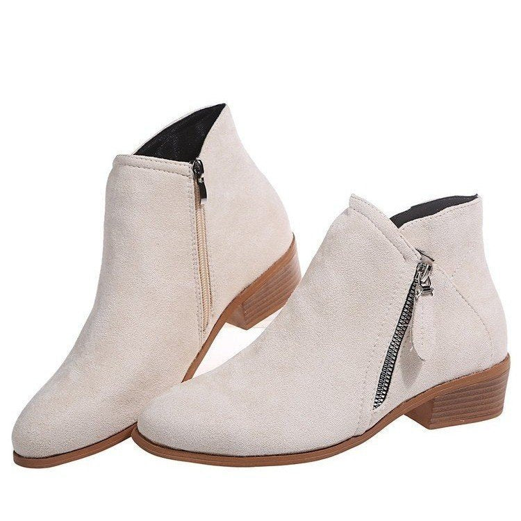 Damen Kurzschaft-Stiefelette im Minimalstil mit asymmetrischem Schaft und seitlichem Reißverschluss Drune