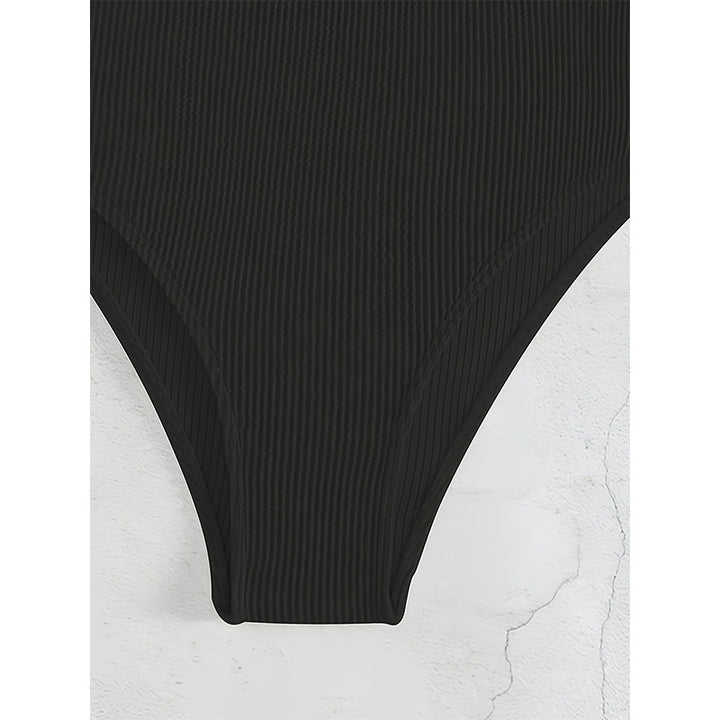 Damen Einteiler Badeanzug mit elegantem V-Ausschnitt und dekorativem Ring Drune