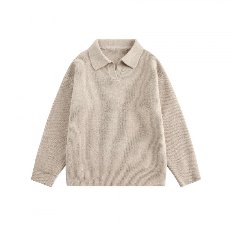 Unisex Weitgeschnittener Feinstrick-Polo mit kurzem Henleyverschluss und Kentkragen Drune