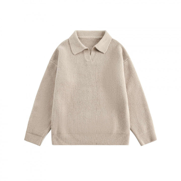 Unisex Weitgeschnittener Feinstrick-Polo mit kurzem Henleyverschluss und Kentkragen Drune