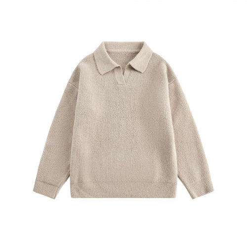 Unisex Weitgeschnittener Feinstrick-Polo mit kurzem Henleyverschluss und Kentkragen Drune
