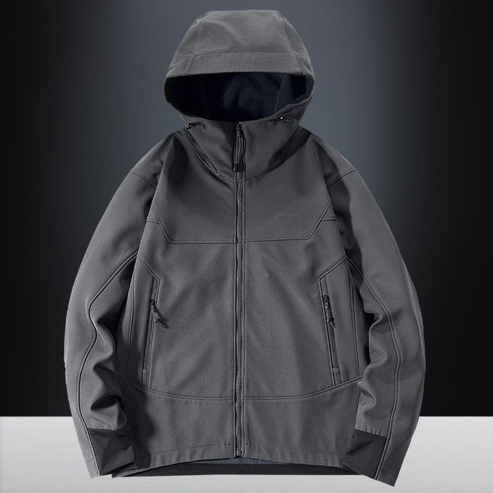 Herren Softshell Outdoorjacke mit winddichter, atmungsaktiver Membran und verstellbarer Kapuze Drune