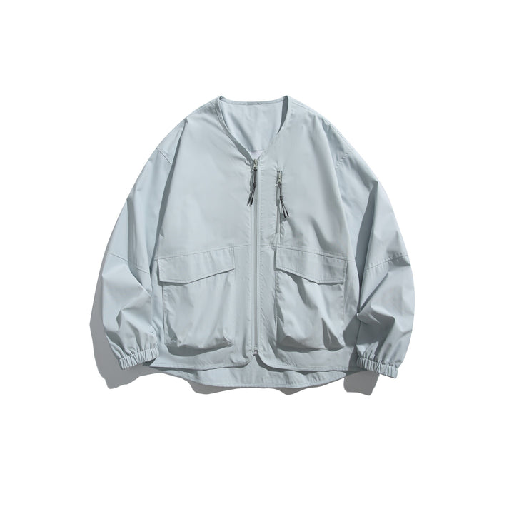 Herren Kurzblouson mit V‑Ausschnitt, zweiwege Reißverschlüssen und Utility‑Taschen Drune