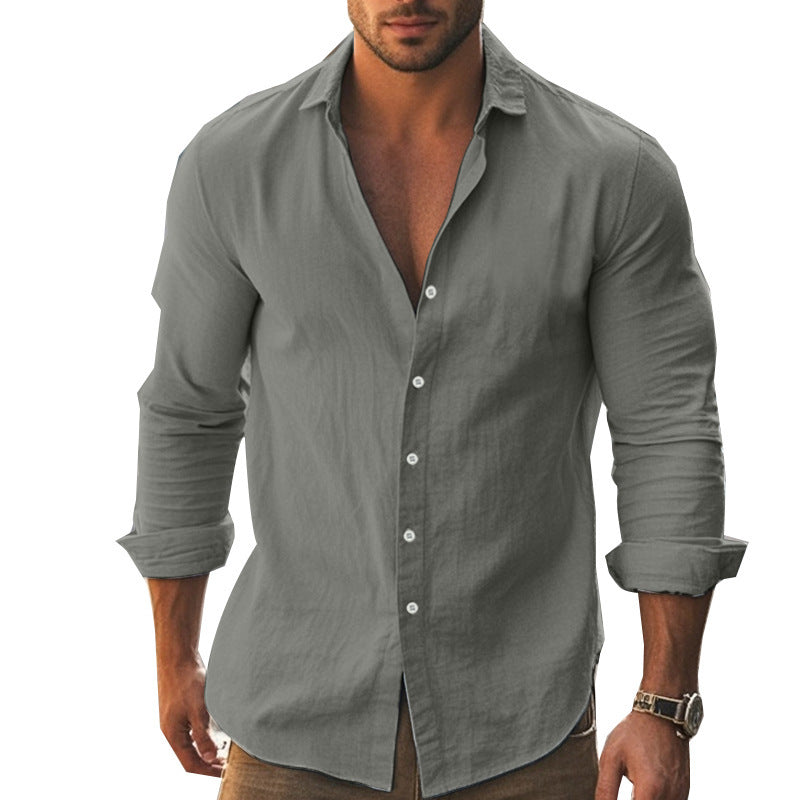Herren Elegantes Langarmhemd mit modernem Kragen und hochwertiger Baumwollstruktur Drune