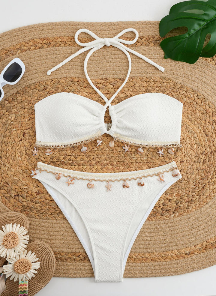 Damen Bandeau-Bikini mit Muscheldekoration Drune