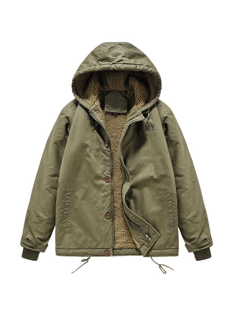 Herren Kurzparka mit Teddyfutter, Kapuze und Zwei-Wege-Reißverschluss Drune