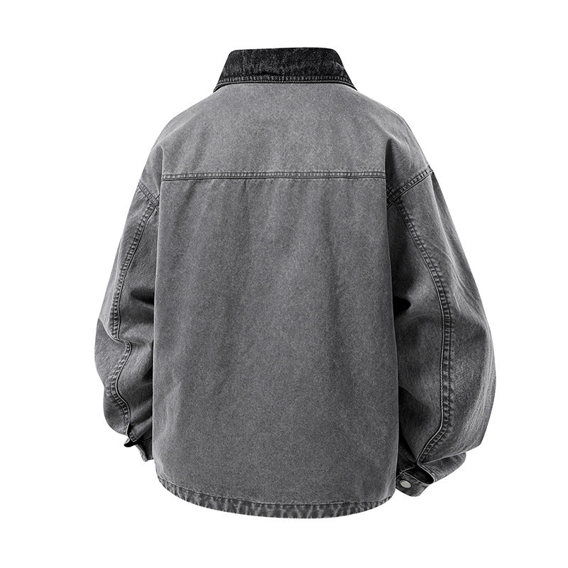 Herren Modische Denimjacke mit hohem Kragen und praktischen Taschen Drune