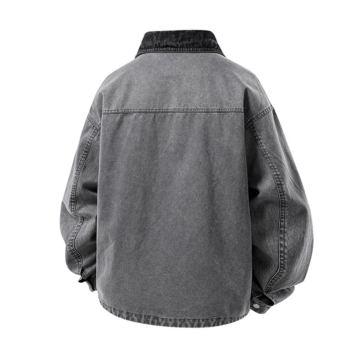 Herren Modische Denimjacke mit hohem Kragen und praktischen Taschen Drune