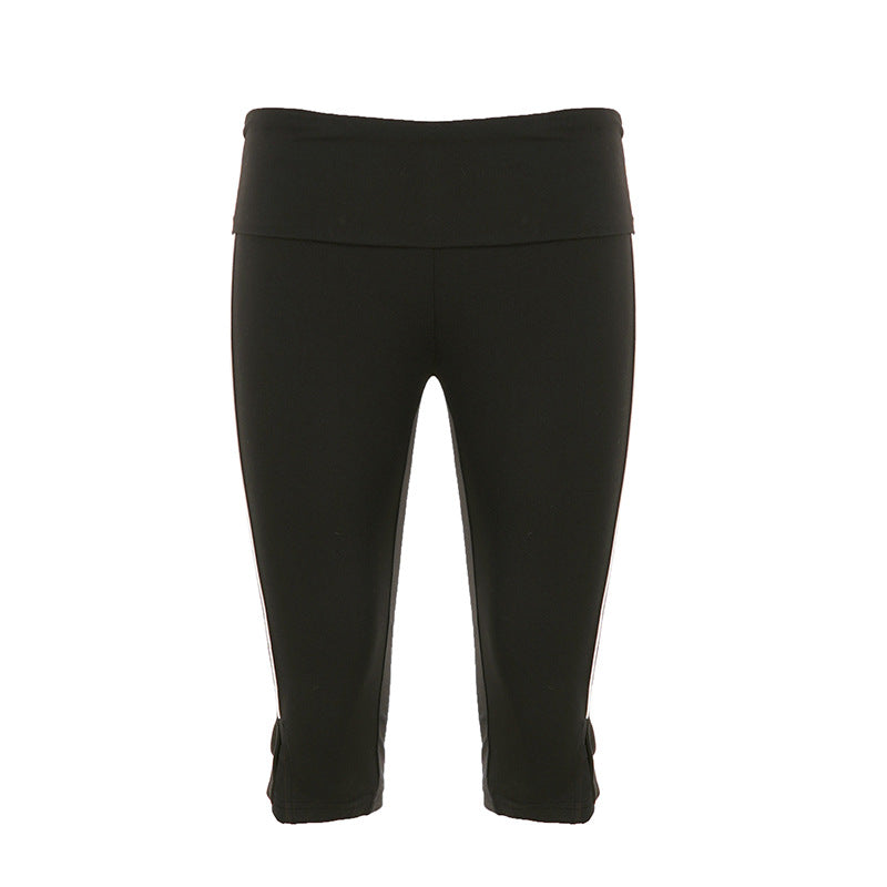 Damen sportliche Leggings mit breitem Bund und Seitendetails Drune