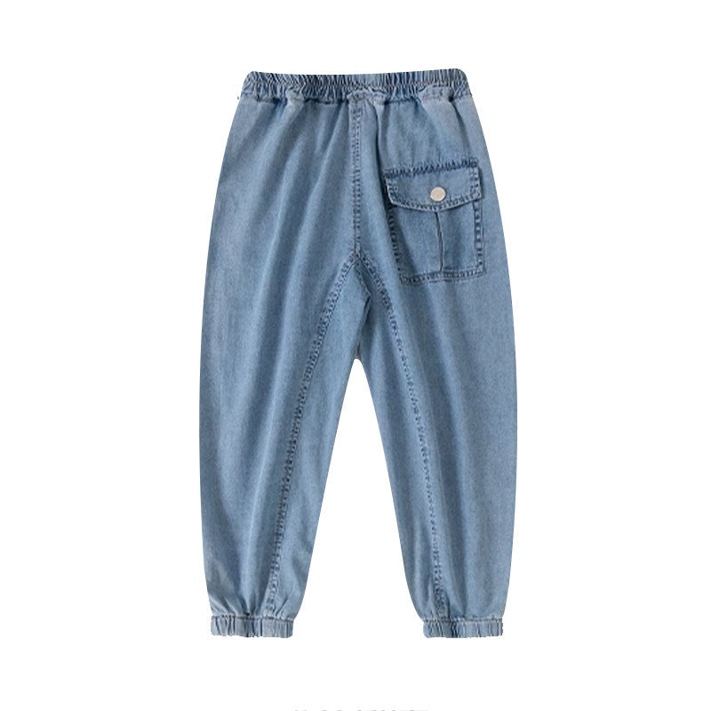 Unisex lässige Denim-Hosen mit elastischen Bündchen Drune