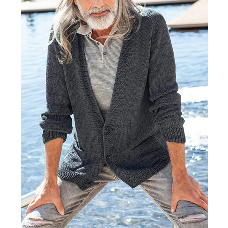 Herren Strickcardigan mit Kapuze und aufgesetzten Taschen Drune