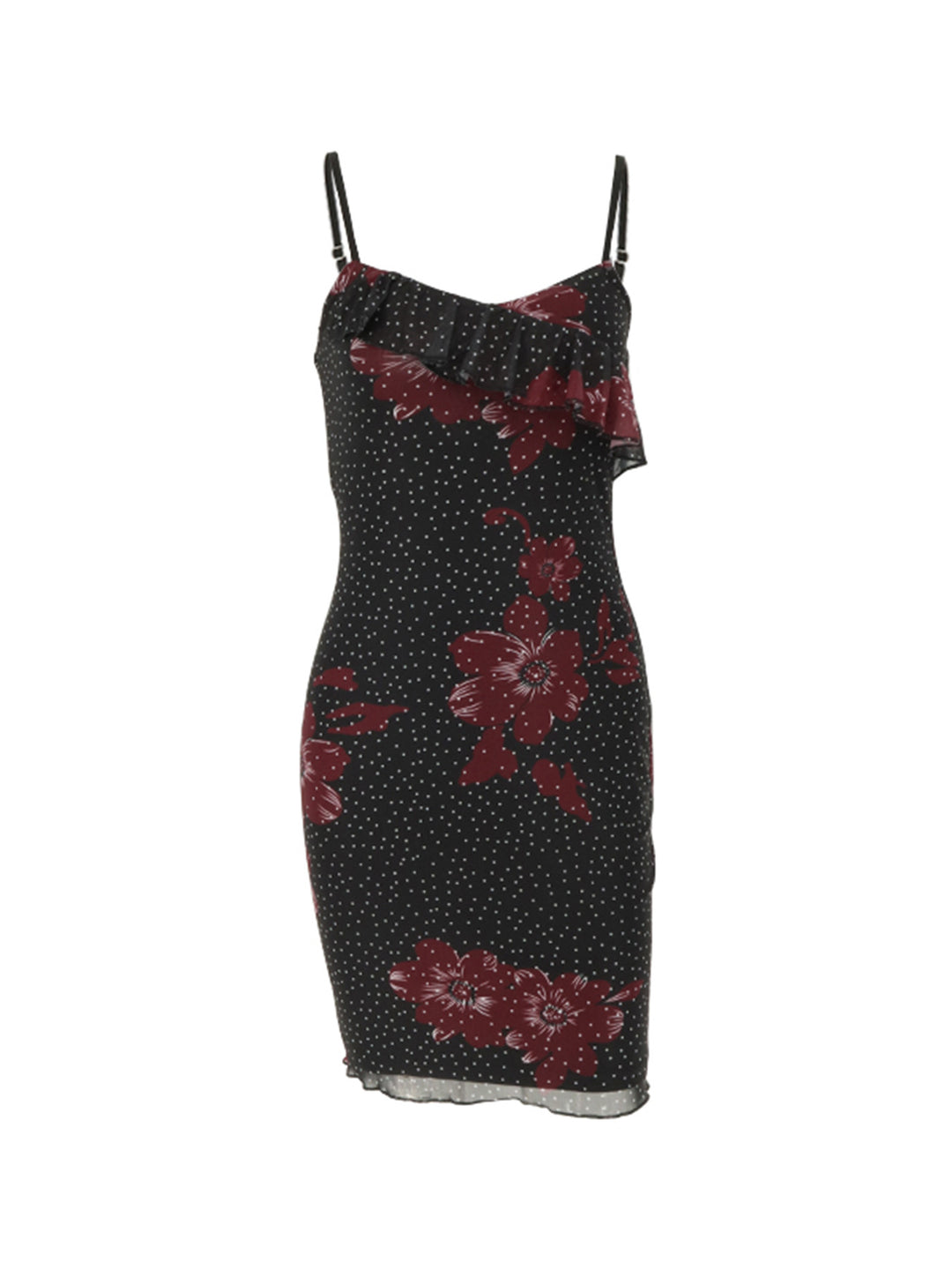 Damen figurbetontes Sommerkleid mit Rüschendetails und floralem Design Drune