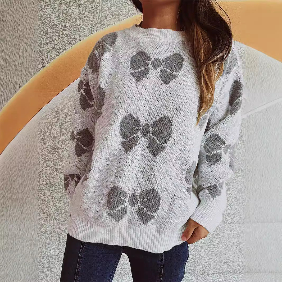 Damen Pullover mit verspieltem Schleifenmuster Drune