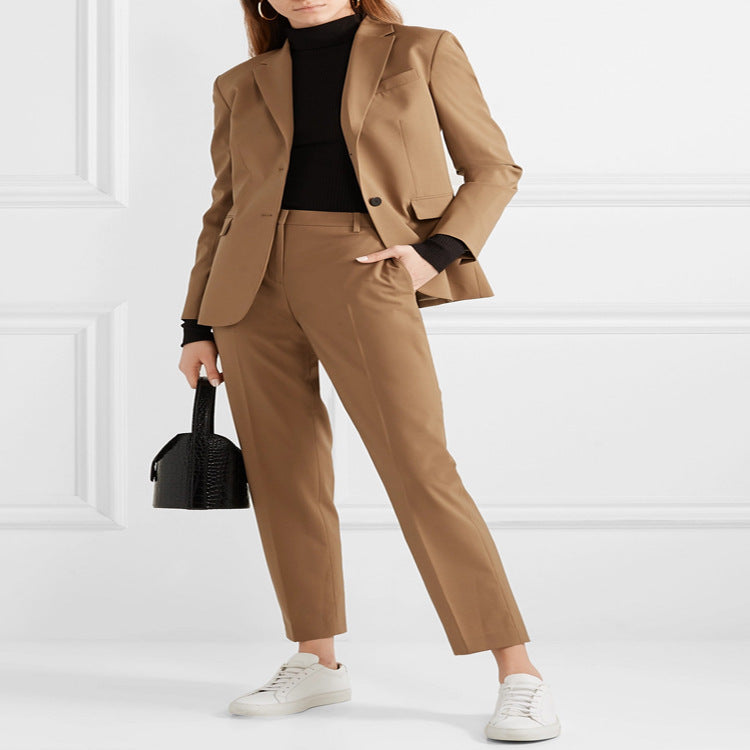 Damen Maßgeschneiderter Zweiteiliger Blazer‑Hosenanzug im schlanken Tailoring Drune