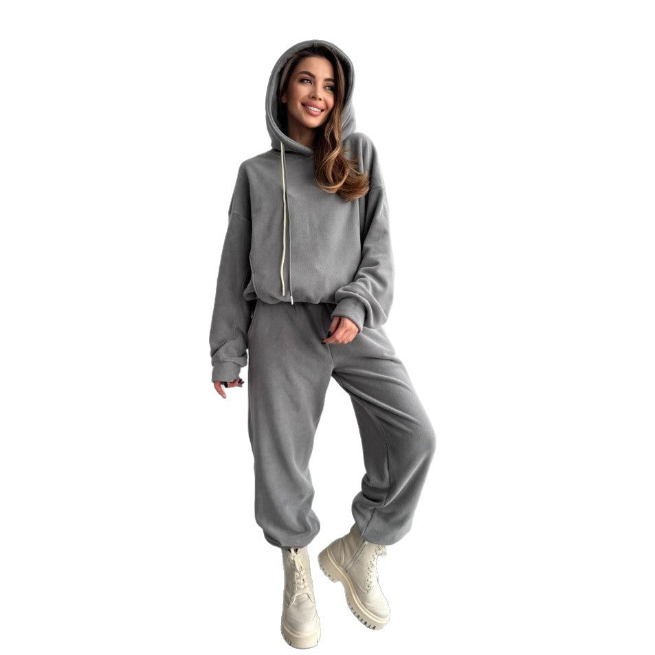 Damen Oversize-Fleece-Hoodie mit Kapuze und taillierter Tapered-Jogginghose Drune