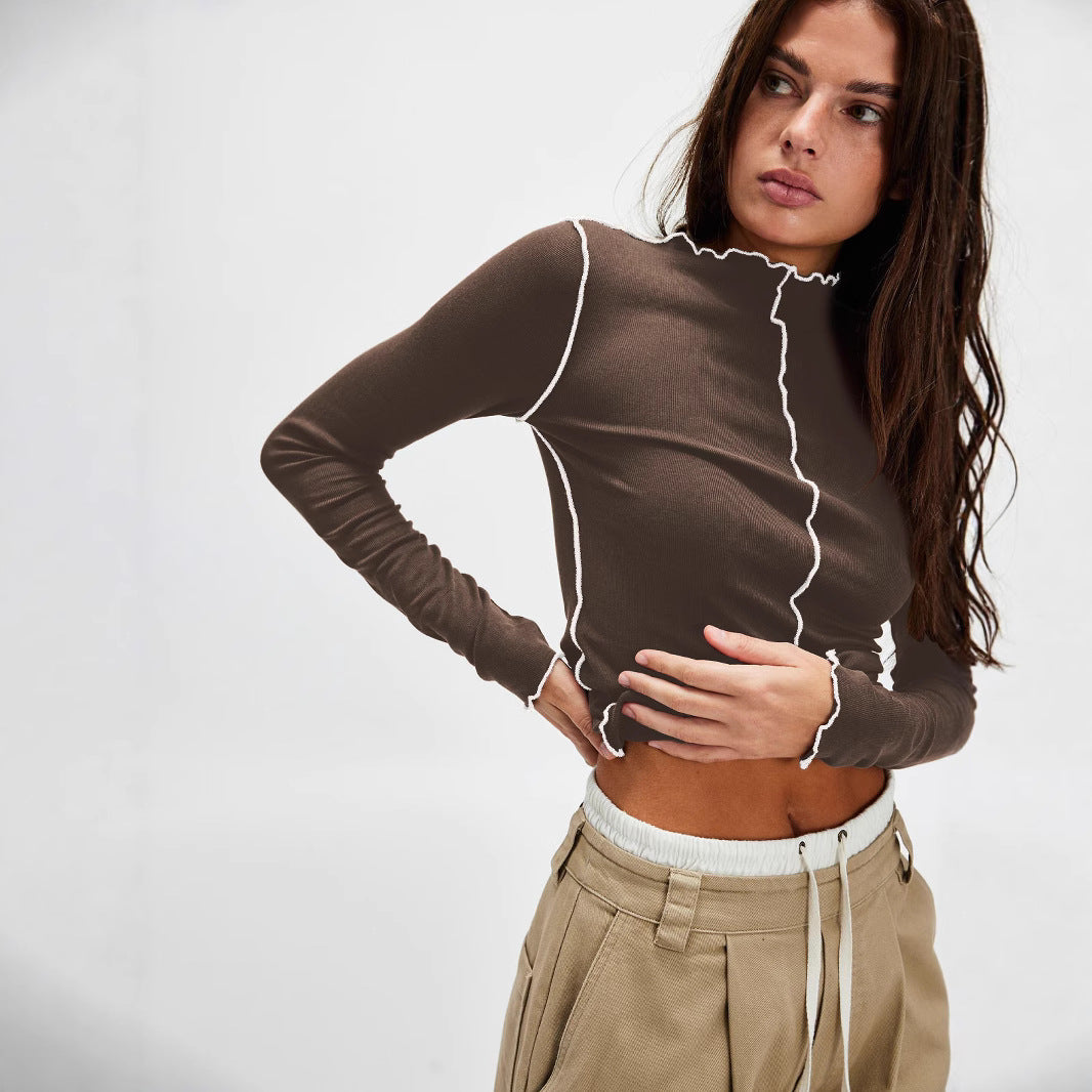 Damen Langarmshirt mit modischen Rüschendetails und feiner Rippstruktur Drune