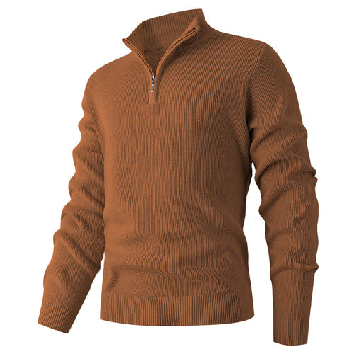 Herren Feinstrick‑Halbzip‑Pullover mit geripptem Mockneck und schlanker Passform Drune