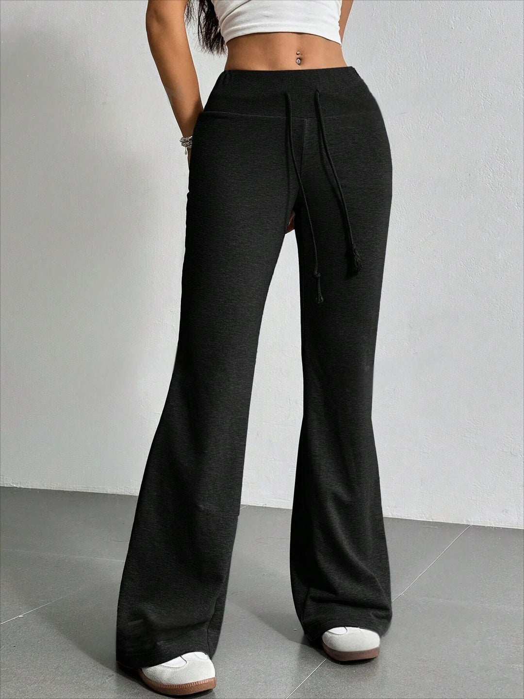 Damen weite Sweatpants mit elastischem Taillenbund und Kordelzug Drune