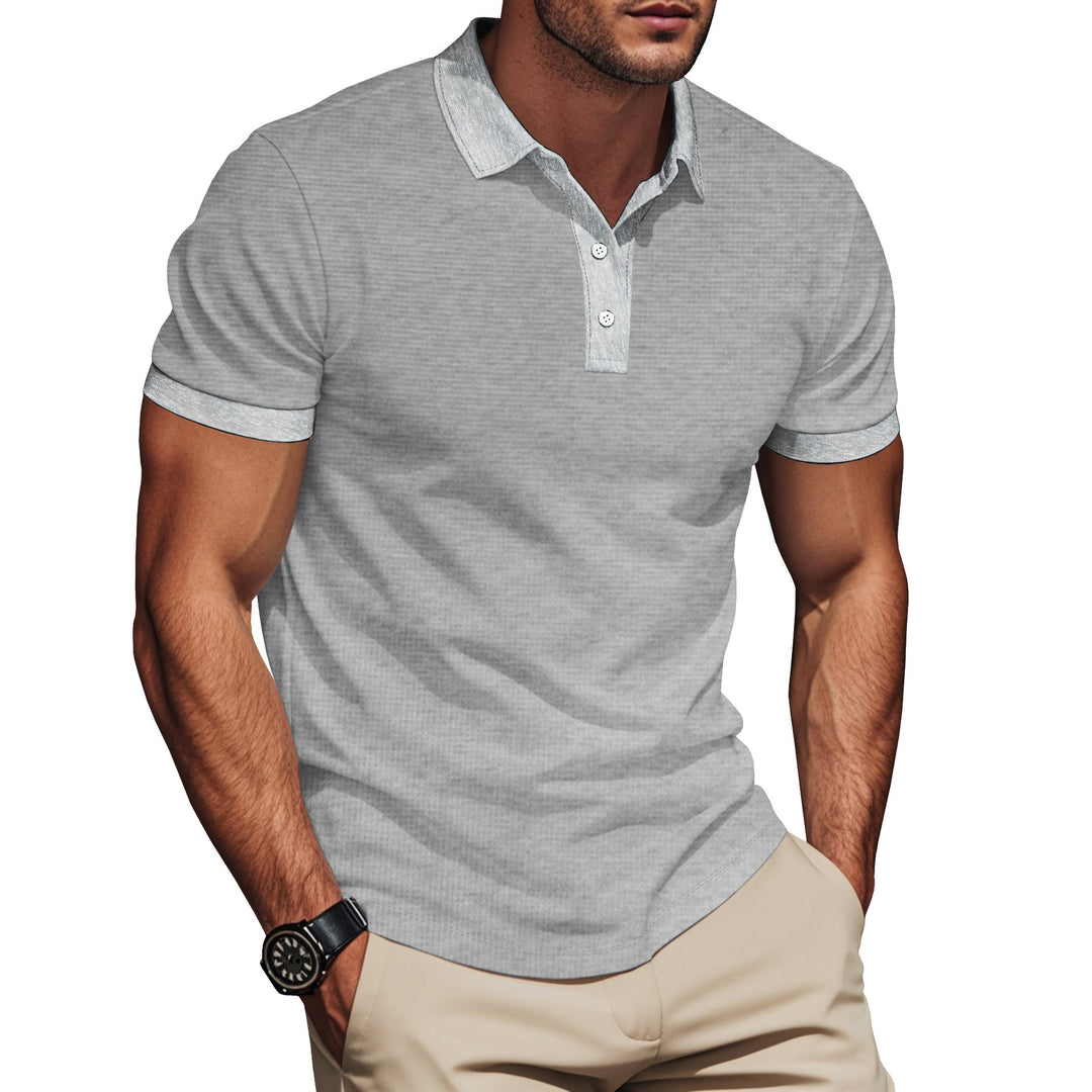 Herren nan elegantes Struktur-Poloshirt mit Kentkragen, kurzer Knopfleiste und atmungsaktivem Stretchjersey Drune