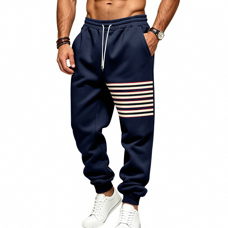 Herren Jogginghose mit seitlichem Streifen-Panel, elastischem Bund und Rippbündchen Drune