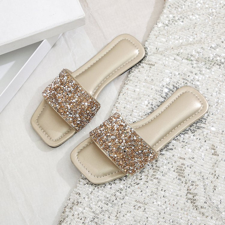 Damen elegante Strass-Pantoletten Drune