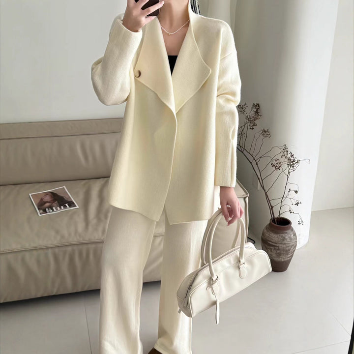 Damen Elegante Strickjacke mit tailliertem Design und Gürtel Drune