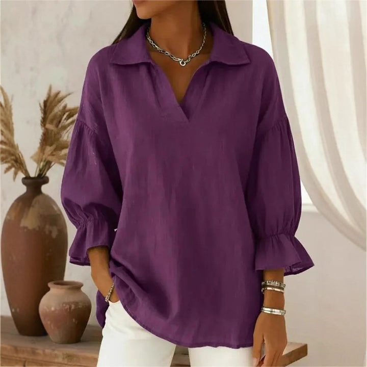 Damen Lässige und elegante Bluse mit weiten Ärmeln Drune