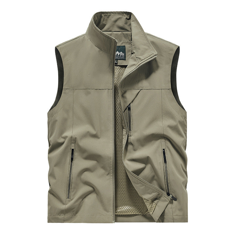 Herren Atmungsaktive Softshell-Outdoorweste mit Mesh‑Innenfutter und Reißverschlusstaschen Drune