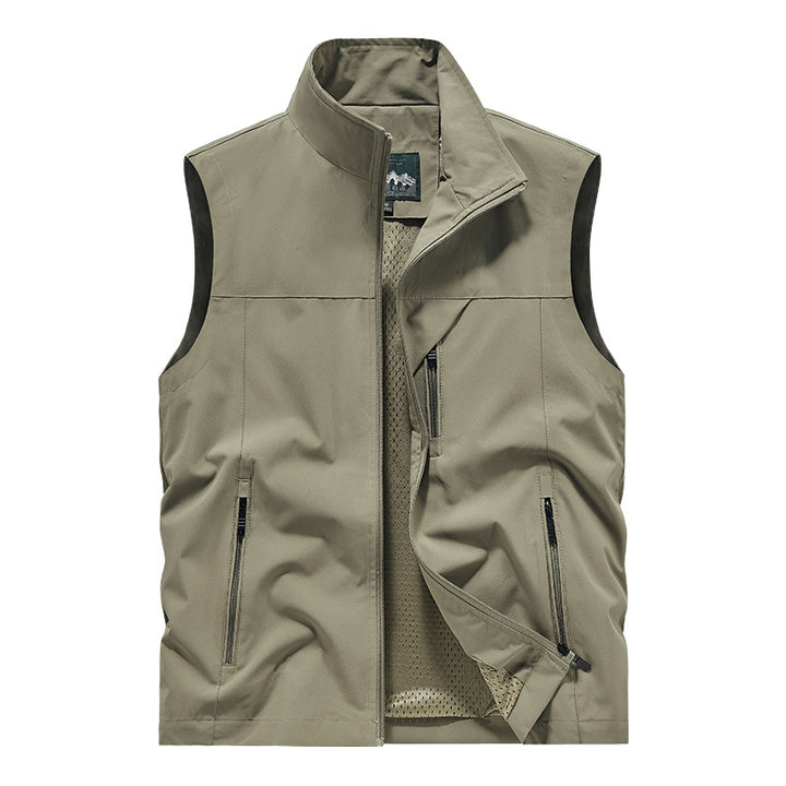 Herren Atmungsaktive Softshell-Outdoorweste mit Mesh‑Innenfutter und Reißverschlusstaschen Drune