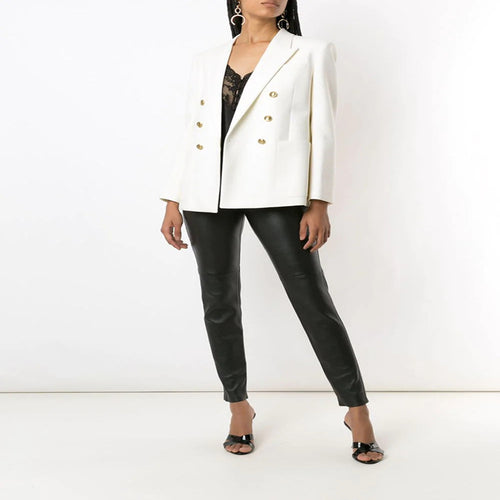 Damen Boxy-Zweireiher-Blazer im Clean-Tailoring mit strukturierten Schultern Drune