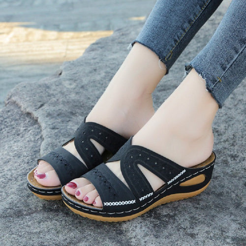 Damen nan ergonomische Komfort-Pantoletten mit anatomischem Fußbett und floraler Laserperforation Drune