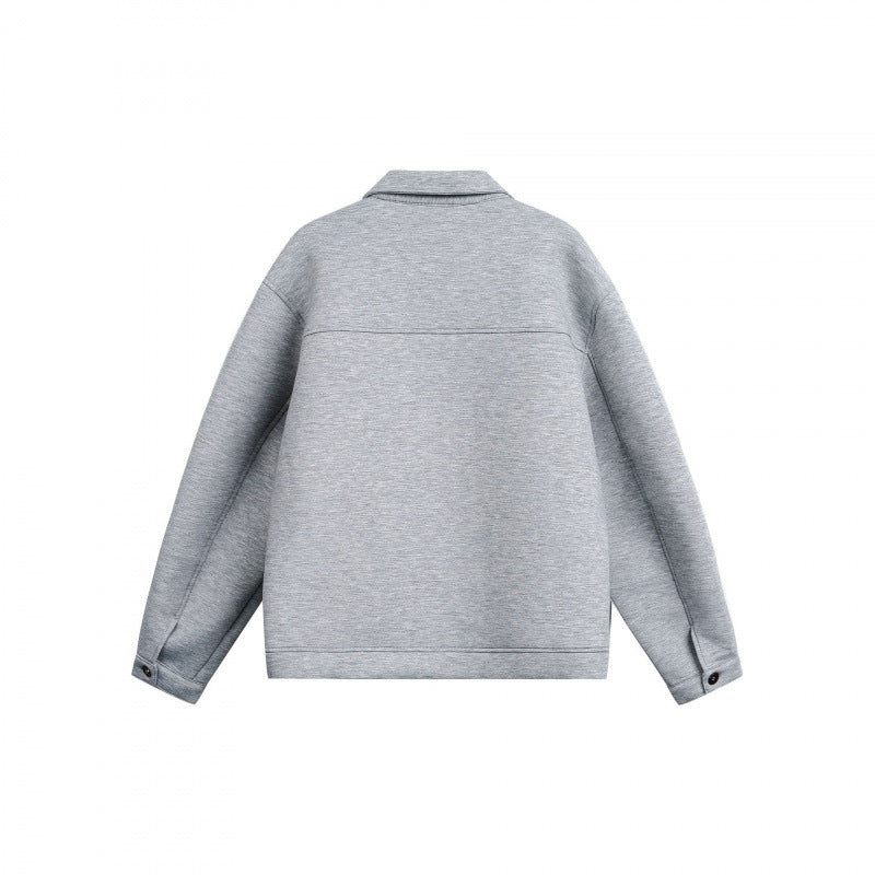 Unisex Boxy-Zip-Sweatjacke mit Hemdkragen, verdeckten Nähten und Eingrifftaschen Drune