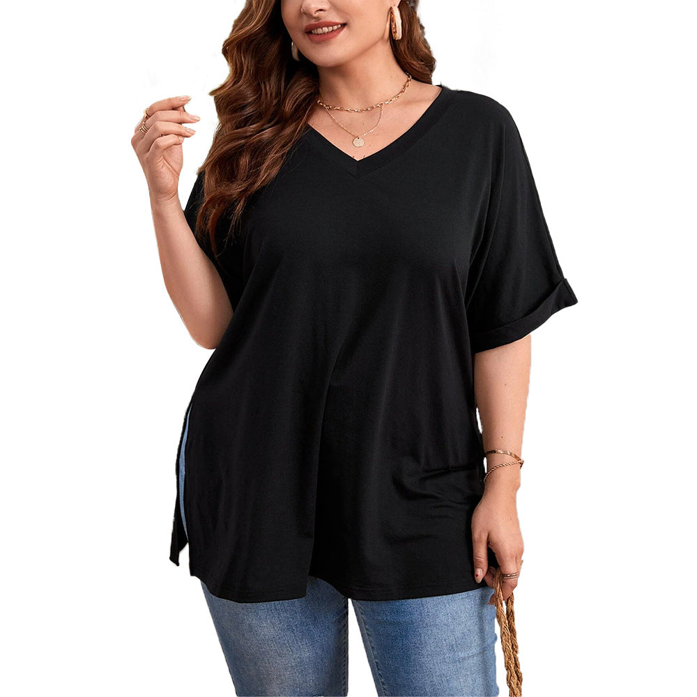 Damen V-Ausschnitt T-Shirt Drune