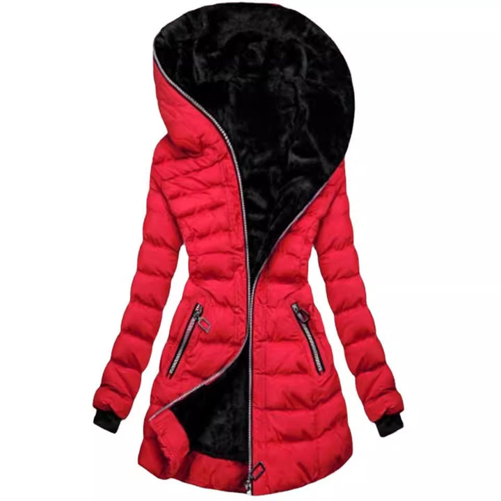Damen Langjacke mit Kuschelfutter und hohen Kragen Drune