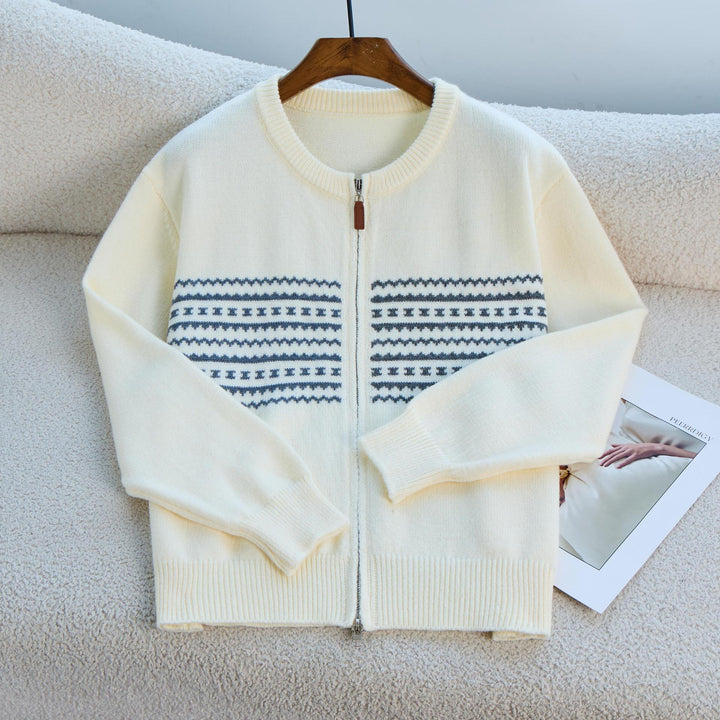 Damen Strickjacke mit Reißverschluss und Nordic-Muster Drune